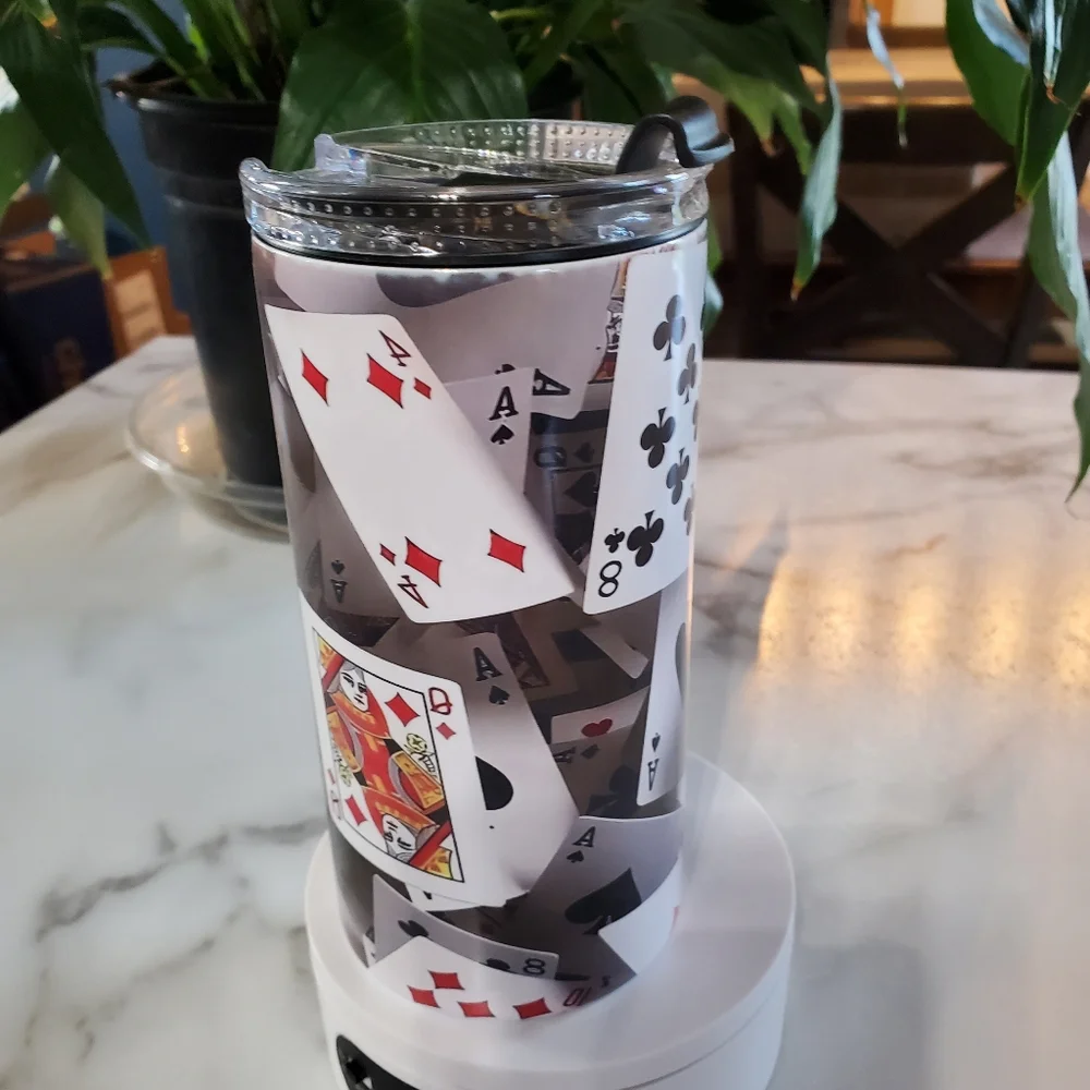 Playing Cards 4 in 1 Can Cooler 14oz Tumbler 🎉sale